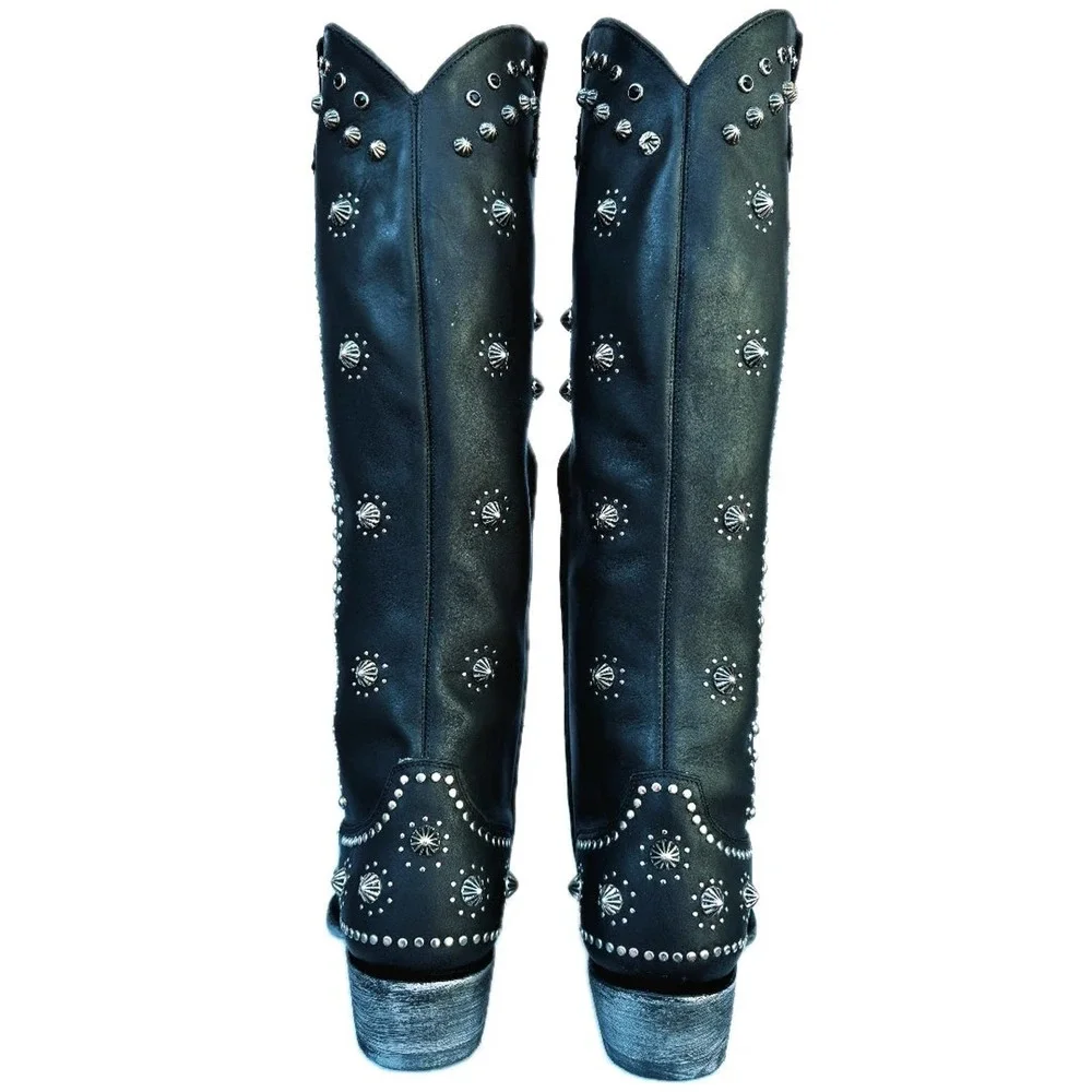 OLD GRINGO Kellie 18” L3095-1 Studded Knee High Cowboy Western Black Boots - Picture 4 of 7